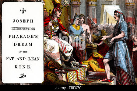 La genèse : Joseph l'interprétation du rêve de Pharaon le gras et maigre kine. Histoires de la Bible dans les illustrations de l'époque victorienne pour dimanche Banque D'Images