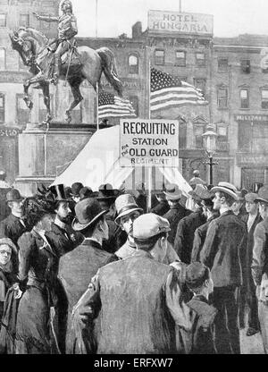 Le recrutement pour la guerre hispano-américaine à l'Union Square, New York. Banque D'Images