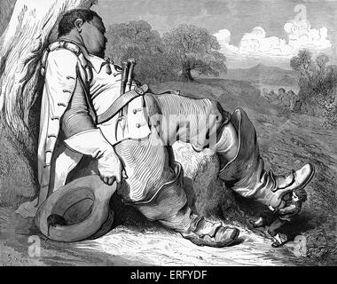 Hop o' mon pouce : Hop o' mon pouce tire de l'un des sept de Sleeping Giant-league boots, gravure de Gustave Doré. À partir de la collection de contes de fées en 'Fairy' Royaume, par Tom Hood le plus jeune. Dessiné par Gustave Doré, artiste français, b 6 Janvier 1832 - Le 23 janvier 1883. Graveur inconnu. Tom Hood le jeune Anglais, écrivain, dessinateur et poète, b 1835 - 1874. (Similaire à Tom Pouce) Banque D'Images