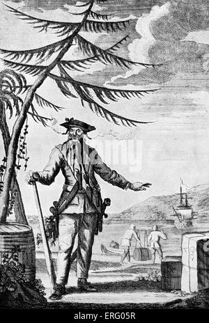 Le capitaine Edward Teach (barbe noire), la gravure. Portrait de Edward Teach (chaume, né Edward Drummond), communément connu sous le nom de Banque D'Images