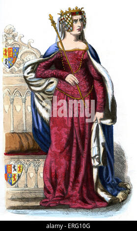 Philippa de Hainaut / la Reine consort était philippin d'Edouard III d'Angleterre. 24 juin 1314 - 15 août 1369. c. 1847 Banque D'Images