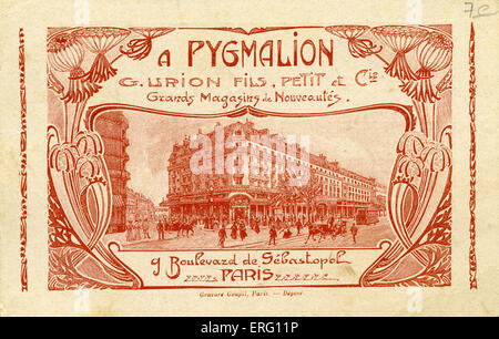 Pygmalion- publicité card for French department store. Grands Magasins de Nouveautés Boulevard de Sévastopol, Paris.' Banque D'Images