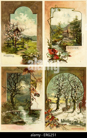 Les quatre saisons, Frühling, Sommer, Herbst, Hiver - Printemps, Été, Automne et hiver. Plaques d'essai de Max Seeger Banque D'Images