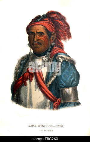 Tenskwautawaw, ou 'le prophète', 1775 - novembre 1836. Native American chef religieux de la tribu Shawnee, frère de Banque D'Images