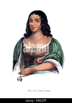 Pocahontas, fille du chef Powhatan, est intervenu pour empêcher l'exécution du capitaine John Smith. Portrait copié par Robert Banque D'Images