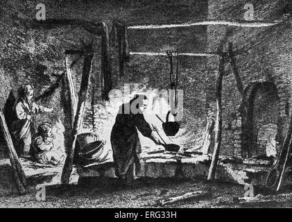 Cuisine livonienne paysanne à l'époque de Catherine II, impératrice de Russie 2 mai 1729 - 17 Nevember 1796. Banque D'Images