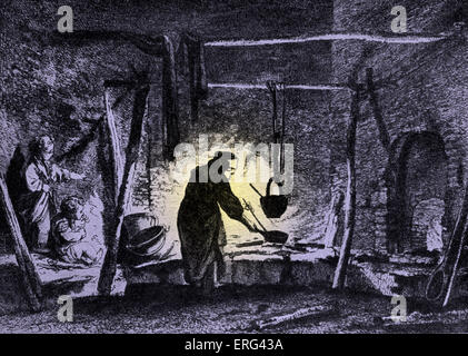 Cuisine livonienne paysanne à l'époque de Catherine II, impératrice de Russie 2 mai 1729 - 17 Nevember 1796. Version teintée. Banque D'Images