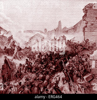 La prise de Constantine, une ville fortifiée à l'Est de l'Algérie, par les forces françaises, 13 octobre 1837. Gravure par Burdet après Banque D'Images