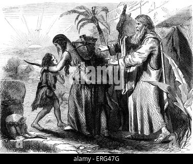 Agar et Ismaël envoyé par Abraham l'accomplissement de Sarah, tiens. La séparation du Judaïsme (descendands d'Isaac) à l'Islam Banque D'Images