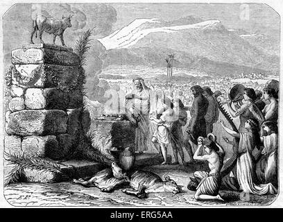 Le Veau d'or. La Bible, Exode, XXXII, verset 8 : ''ils ont mis de côté rapidement hors de la voie que je leur avais commandé : ils ont fait un veau de fonte, et se sont prosternés devant elle, et fit pour lui ont sacrifié, et dit : Voici tes dieux, Ô Israël, qui t'ai fait monter du pays d'Égypte. ' Banque D'Images