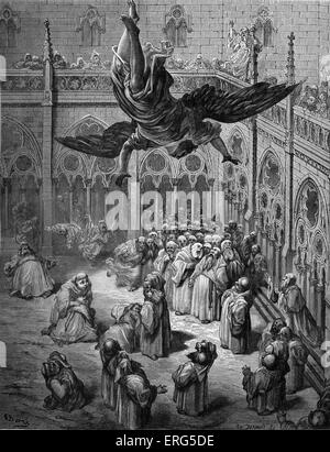 Orlando Furioso ' ' par Ludovico Ariosto, illustrateur Gustave Doré (1832-1883). Sous-titre suivant, ' l'angel Michele piomba nel Banque D'Images