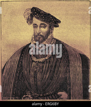 Henri II, Roi de France - gravure portrait. Noble français 31 mars 1519 - 10 juillet 1559. Protecteur des arts - y compris Banque D'Images