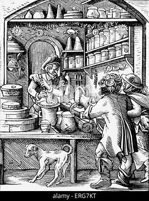 Par Jost Amman apothicaire, reproduit à partir d'une gravure du xvie siècle. L'artiste suisse, 13 juin, 1539 - 17 mars, 1591. Banque D'Images