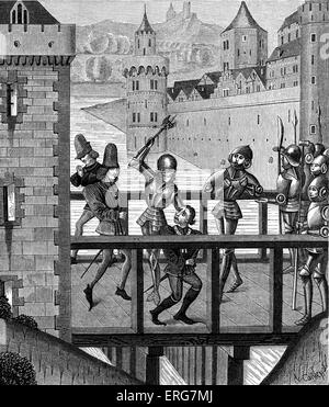 Assassinat de Jean II, Duc de Bourgogne, sur le pont de Montreau le 10 septembre 1419, reproduit à partir de la Chronique de Banque D'Images