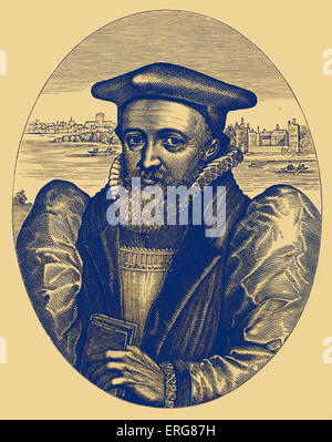 George Abbot, Archevêque de Canterbury, reproduite à partir du 1616 gravure originale par Simon Pass. Lambeth peut être vu dans le Banque D'Images