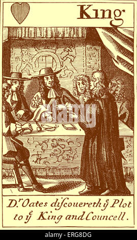 Titus Oates raconte Charles II du complot papiste de la carte conçue par le peintre et graveur anglais, William Banque D'Images