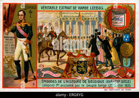 Léopold I (1790-1864), le premier roi de Belgique, salué par le peuple de la Belgique sur son accession au trône le 21 juillet 1831. Banque D'Images