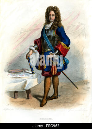 James FitzJames, duc de Berwick. Chef militaire français, fils illégitime du Roi Jacques II d'Angleterre. 1670-1734. Gravure de Louis Jean Désir Delaistre, c.1866. Banque D'Images