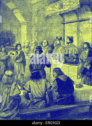 Henry III d'Angleterre et Aliénor de Provence - banquet de mariage. 1236 Banque D'Images