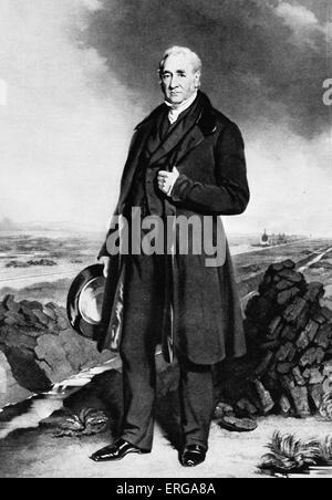 George Stephenson - ingénieur civil et ingénieur en mécanique (9 juin 1781 - 12 août 1848) Gravure après T.S. Atkinson Banque D'Images