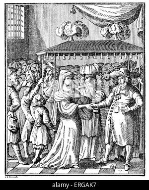 Cérémonie de mariage juif mariage sous couvert (huppah, chuppah, chuppa) parmi les Juifs séfarades (Néerlandais). Utrecht, 1657. Banque D'Images