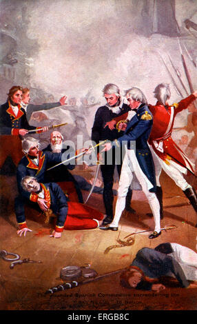L'amiral Horatio Nelson - 'Commodore Nelson à bord de l''San Josef'', 14 février 1797. Le commandant de la marine britannique à la bataille Banque D'Images