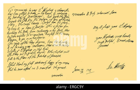 Manuscrit : Lettre de Robert Harley, comte d'Oxford pour George Louis, Électeur de Hanovre annonçant au nom de la Reine Anne, le Banque D'Images