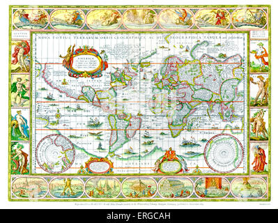 Carte du monde de Blaeu, Atlas du Monde (version française). . Amsterdam, 1645 publiés. Willem Blaeu cartographe hollandais, atlas, bouilloire et éditeur, 9 décembre 1571 - 21 octobre 1638. Banque D'Images