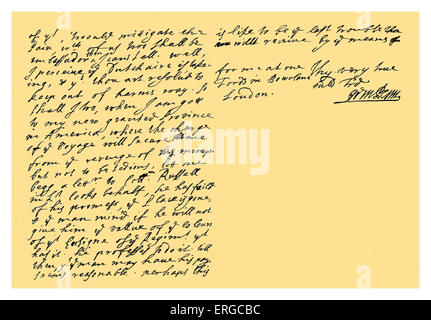 Manuscrit : Lettre de William Penn au colonel Henry Sydney, envoyé spécial à La Haye, discuter de la mutabilité et de la corruption du monde, avec mention de Penn's 'nouvelle accordée à la province de l'Amérique", et demandant une lettre au Colonel Russell au nom du Lieutenant Cook. Non daté ; pensé pour être c.29 mars 1681. Entrepreneur immobilier, philosophe et fondateur de la province de Pennsylvanie, 14 octobre 1644 - 30 juillet 1718. Source : British Museum. Banque D'Images