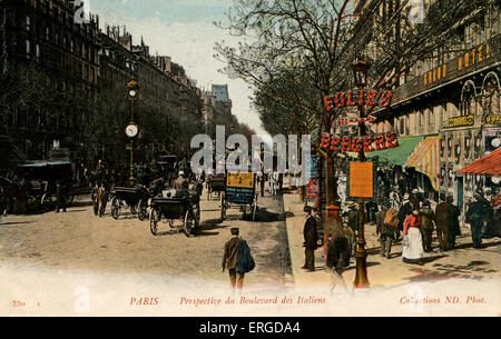 Boulevard des Italiens, Paris, ch. 1900 Banque D'Images