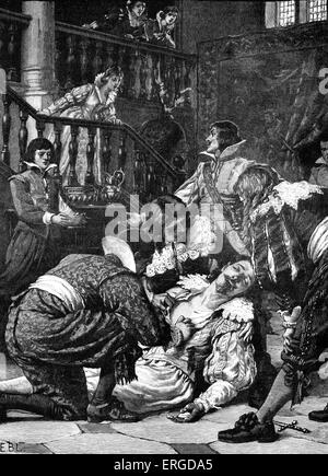 Assassinat de George Villiers, duc de Buckingham. Favorite du Roi Charles I : 28 août 1592 - 23 août 1628. Poignardé par Banque D'Images