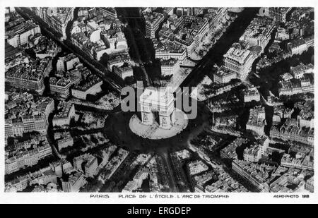 Place de l'Etoile, Paris, ch. 1900. Photographie prise d'un avion. Banque D'Images