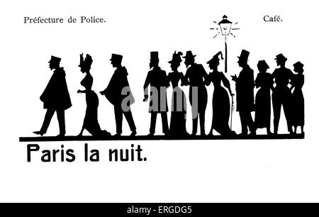 Paris la nuit ('Paris la nuit'), ch. 1900. Montre une femme d'être emmené par deux policiers. Sous-titres : 'Tournelle'/ Banque D'Images