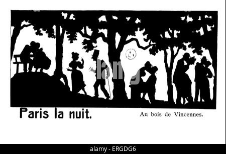 Paris la nuit ('Paris la nuit), ch. 1900 - dans le Bois de Vincennes. Silhouette. Banque D'Images