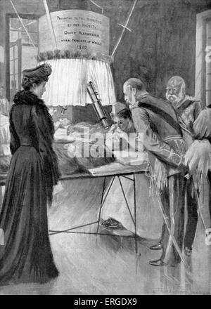 Le roi Édouard VII, visite à l'hôpital de Londres, juin 1903. De l'illustration par F.H.Townsend, de la période. Avec la Reine Banque D'Images