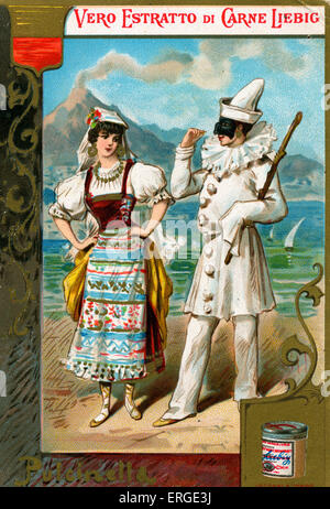 Pulcinella, personnage de la Commedia dell'arte Italienne. Souvent appelé poinçon ou Pulchinello en anglais, ou de Polichinelle Banque D'Images