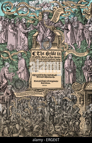 Page de titre de la grande bible. 1539. La première traduction anglaise de la Bible. Commandé par Thomas Cromwell Banque D'Images