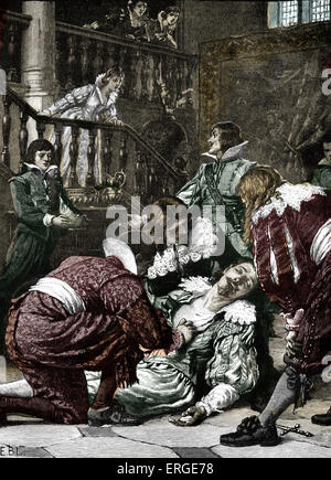 Assassinat de George Villiers, duc de Buckingham. Favorite du Roi Charles I : 28 août 1592 - 23 août 1628. Poignardé par Banque D'Images