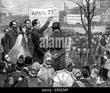 M. Phelps 'Shakespeare plantation chêne'' à Primrose Hill, Londres, 1864. Illustration de la fin du xixe siècle. L'acteur Samuel Phelps planté l'arbre en commémoration du tricentenaire de la naissance de William Shakespeare. SP : acteur de théâtre et de licences, 13 février 1804 - 6 novembre 1878. WS : poète et dramaturge anglais baptisé le 26 avril 1564 - 23 avril 1616. Banque D'Images