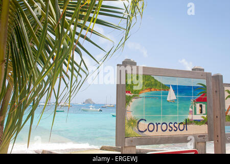 Une mosaïque colorée signe pour Corossol beach à St Barth Banque D'Images
