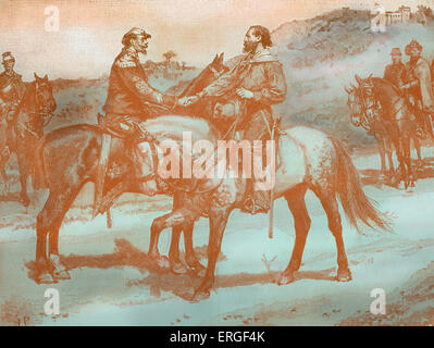 Garibaldi et Victor Emmanuel II d'Italie - rencontre historique à Teano. VE : Roi de Sardaigne et du 17 mars 1861, premier roi Banque D'Images