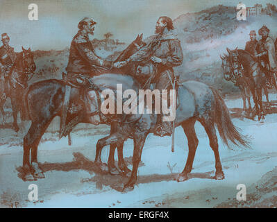 Garibaldi et Victor Emmanuel II d'Italie - rencontre historique à Teano. VE : Roi de Sardaigne et du 17 mars 1861, premier roi Banque D'Images