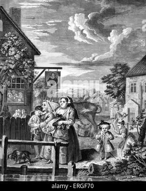 Moments de la journée - Soir par William Hogarth. WH : artiste anglaise - 1697 -1764. Banque D'Images