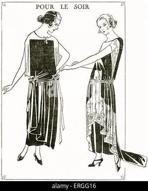 La mode française, 1920 : Tenue de soirée. Paru dans Le Petit Echo de la mode, 30 juillet 1922. Magazine de mode. Banque D'Images