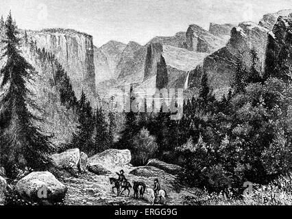 Une vue sur la vallée de Yosemite à partir de la piste de Mariposa, en Californie, c.1880. Illustration par Bohuslav Kroupa (1838 - 1912) Banque D'Images