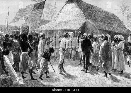 Trouver Stanley Livingstone à Ujiji de village sur la rive du lac Tanganyika, Zanzibar, 28 octobre 1871.'Dr Livingstone. Je Banque D'Images