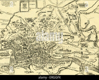 Plan de ville de Rome et ses monuments antiques, dans 'civitas Oreis Terrarum' par Braun et Hogenberg. Livre 2 : 1574 - 1618. L'Italie. Banque D'Images