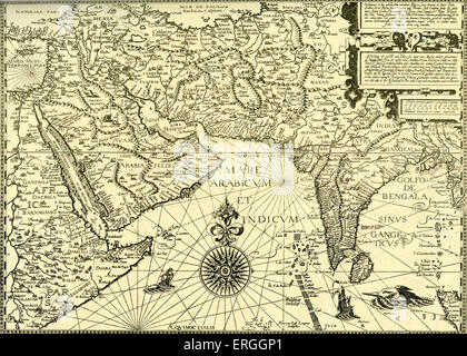 "Nord de l'Afrique de l'Est, l'Arabie, la Perse et l'inde'- site dans le 'Linschoten Navigatio ac Itinerarium, etc.", 1599. Jan Huyghen van Banque D'Images