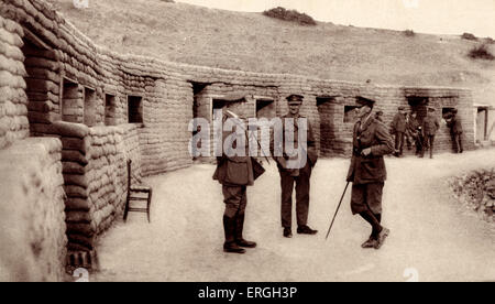 Quartier général de la Division de l'armée britannique à Salonique en 1916, durant la Seconde Guerre mondiale 1. Sac de sable exposée sur la ligne britannique. Salonique, Banque D'Images