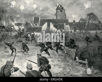 La Seconde Guerre mondiale 1 : tempête d'infanterie allemande Lombartzyde, Belgique. Illustration par Martin Frost. 1915. Banque D'Images